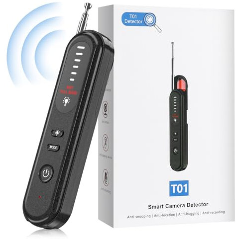 GOOPOOL Wanzen Detektor RF Wireless - Versteckte Kamera Detector Funkkameras Wanzenfinder Infrarot Detector GPS Spy Finder RF Signal Bug Detector mit 5 Stufen der Empfindlichkeit für Hotel Heim Büro