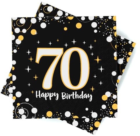 Servietten 70. Geburtstag, 30 Stück Servietten 70 Geburtstag Mann, Deko 70. Geburtstag Mann Frau, Happy Birthday 70 Servietten Tischdekoration, 3-Lagig Geburtstagsdeko Servietten