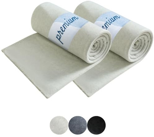 wometo 2er Set Premium Fleecedecke Melange OekoTex 130x160 cm ca. 550g extra dick - weiß meliert (Bi-Color) mit Anti-Pilling und Qualitäts-Kettelrand weiß