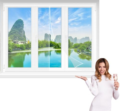 Moustiquaire Fenêtre Fenetre Magnetique 90x120cm Blanc Moustiquaire Porte Fenetre Aimantée Magnetique Rideaux Toile Insect Ecran pour Fenêtre Balcon Camping car Terrasse