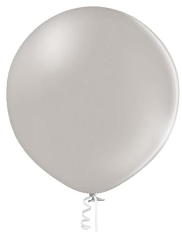 Luftballon XL 60 cm Latex Pastell Chrom Metallic Riesen Ballon Geburtstag Deko Party Bio Latex, Farbe:Warm Grey