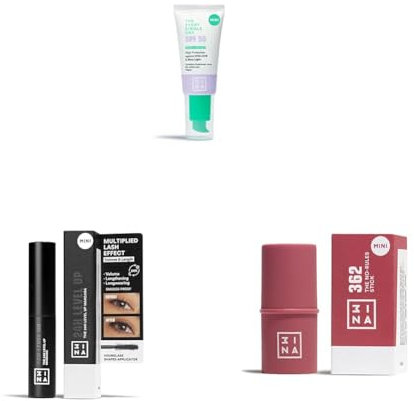 3ina Makeup - The Every Single Day SPF50 (Mini) + The 24H Level Up Mascara 900 (mini) + The No-Rules Stick 362 (mini) - Reisegröße Set mit SPF50 Mascara & Blush - Vegan - Cruelty Free