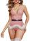 Avidlove Body natalizio Abito da donna Lingerie sexy Pizzo Scollo all'americana Costume in velluto Scollo a V Lingerie Corsetto elegante Abbigliamento curvy Bretelle Rosa S