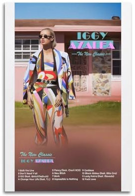 nshdahns The New Classic by Iggy Azalea Poster, Wandkunst, Vintage-Kunst, Raumdekoration, ästhetische Schlafzimmer-Poster für Schlafzimmer, 40 x 60 cm, ungerahmter Stil