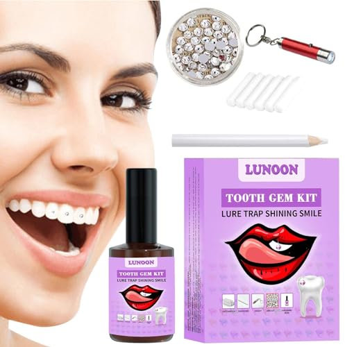Zahnschmuck, Zahnstein Schmuck, Zahnstein Set, Zahn Steinchen Set, Zahn-DI-Y-Zubehör, Tragbares, Wunderschönes Anwendungsset, Flexibles Zahnschmuck-Edelstein-Set,Zuverlässiges DI-Y-Zahn-Edelstein-Set