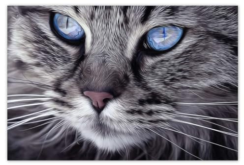 H4100M_TV1AL Papier peint intissé Motif chaton aux yeux bleus 200 x 135 cm