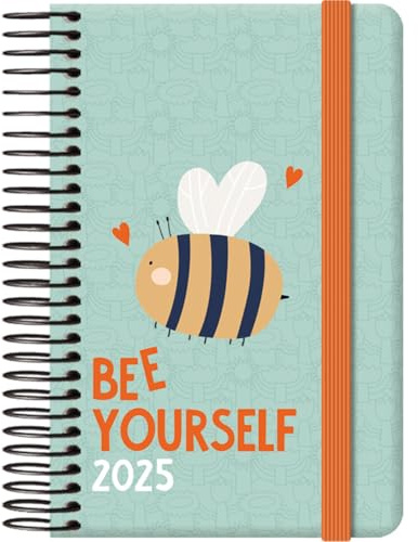 Dohe - Kalender 2025, Wochenansicht, Taschenformat (8,5 x 13 cm), 12 Monate Januar bis Dezember, Hardcover und Gummi, Planer auf Spanisch, Büromaterial - CUTE BEE