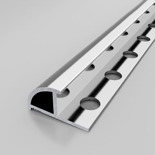 Raouoae Aluminum Tile Edge Trim 125CM (2 Pieces) - Corner, Step, Rail Profiles For Ceramic Tiles, Floors, Wall Panels, Bathroom, Kitchen(Silver,12.2mm)