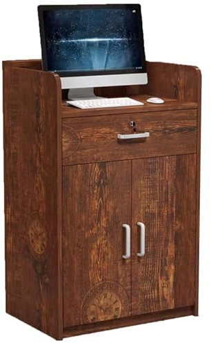 KUGGKKTP Kleiner Empfangstresen, verdickter Tresen, Kassentheke mit abschließbaren Schubladen, Moderne Empfangstheke, Einzelhandel, Geschäft, Schönheitssalon, Podium-Klassenzimmer (Vintage-Farbe)