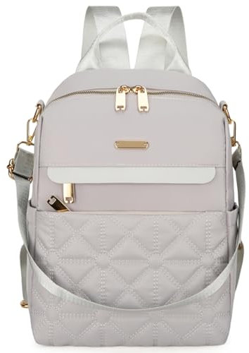 Suweir Rucksack Damen Klein Elegant Cityrucksack 2 in 1 Damenrucksack Anti Diebstahl Schultertasche Nylon Rucksacktasche Kleiner Handtasche Tagesrucksack für Reise Arbeit Schule (Gray)