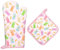Arquiel Ofenhandschuh und Topflappen Ostern Hase 2er Set, 100% Baumwolle Kochhandschuhe, Hitzebeständiger Küchenhandschuh Zum Kochen Backen Grillen Geschenk