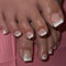 Square False Toenails - 24pcs Short Fake Toe Nails - French Tips Press On Toenails - Glossy Stick On Toenails with Glue - Full Cover Toe Press On Nails - Acrylic Toe Nail Tips for Women Nail Art DIY