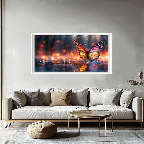 Papillon Diamond Painting, Adulte Résumé (2) Diamant Painting 5D Complet Diamant Point de Croix Strass Cristal kits, Broderie loisirs Créatifs, Cadeaux Femme Salon Chambre Décoration 60x120cm W5-244