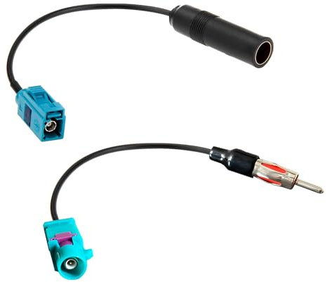 Lot de 2 Câbles Antenne Voiture Fakra Z Mâle Femelle vers DIN, Kit Adaptateur Autoradio, Connecteur Radio Universel Raccord Rallonge, Coaxial pour Stéréo HD, Lecteur Multimédia, Antenne FM GPS GSM