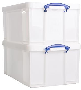 Really Useful Box Plastic Storage 64 Litre White Strong Pack of 2