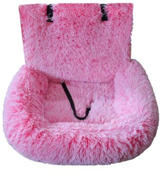 Siège de voiture pour chien, lit de voyage en peluche moelleuse pour voitures, VUS et camions - Soutien doux et sûr pour chiens de petite, moyenne et grande taille - S : 60 x 60 cm, rose