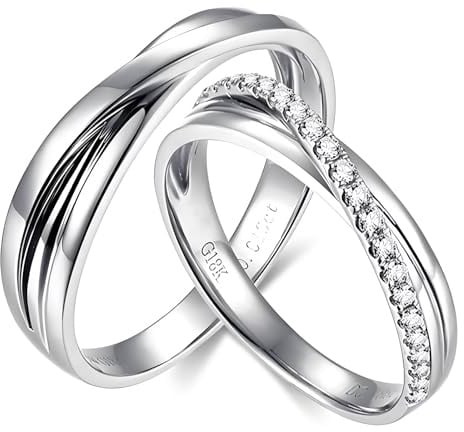 Calefee Eheringe Paarpreis, Verlobungsring Gold 375 Paar mit Diamant, Trauringe für Mann und Frau Größe 47 bis 70