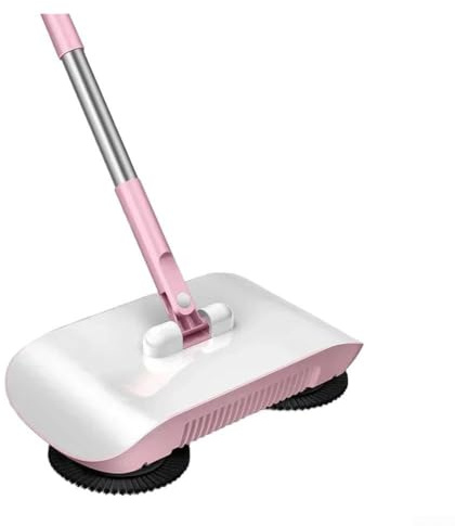 TONIXY Multifunctional Hand-Push Sweeper Robot Vacuum Cleaner with Broom and Fabric Mop for Efficient Home Floor Cleaning, Pink(B)