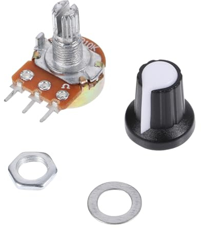 Ipetboom 10 Stück Teiliges Linearer Drehpotentiometer mit Verstellbarem Ohm widerstand und Drehknopf Geeignet für Verstärker Lüfter und Tischlampen Einfache Montage und Präzise Strom