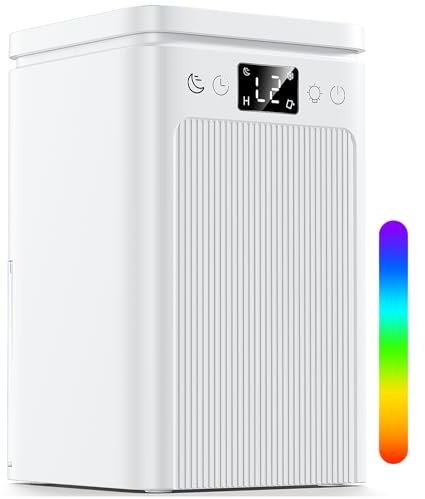 2.2L Dehumidifiers for Home Bedroom Bathroom, Smart Defrost (Milky White) | Auto Defrost, Portable Design, Overflow Protection, 6 Time Mode, Colors Light, Low Noise, Energy-saving, for Drying Clothes