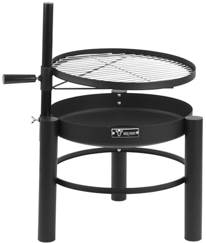 BBQ-Toro Feuerschale mit Grillrost Ø 50 cm | Höhenverstellbarer Grillrost, 2in1 Feuerkorb | Outdoor Feuerstelle, Mobile Feuertonne, Holzkohlegrill, Dreibein Feuertonne, Grill Feuerschale, Feuerwanne