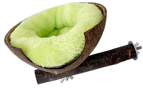 YANPINGJIA Support pour perroquet en noix de coco naturelle, espace de repos et abri pour petits animaux de compagnie, oiseaux, perruches, jouet de repos sûr, décoration de cage, nid de perroquet