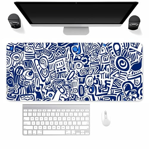 Suneve Large Gaming Mouse Mat Blue Lines, Mouse Pad 1200x600MM, Extended Mousepad XXL, Soft Smooth Surface and Anti-Slip Rubber Base Big Size Desk Mat for Office/Gamer