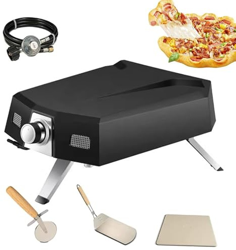 Gas-Pizzaofen, kommerzieller 12-Zoll-Gasofen, Outdoor-Pizzaofen-Set mit Ständer und Pizzastein, Propanbetrieben und macht individuelle Pizzas, ideal for Zuhause, Restaurant, Hinterhof