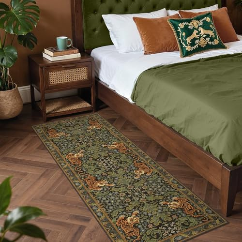 GENIMO Orientteppich 80x150 cm, Persischer Medaillon Läufer, Vintage Kurzflor in Dusty Rust, Waschbar & rutschfest, pflegeleichter Teppich für Flur, Küche, Eingang