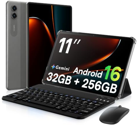 Tablet 11 Zoll Android 16 mit Tastatur, 32GB+256GB, 2TB, 90Hz, 8000mAh | Tablet mit Tastatur und Stift | 90Hz Augenschutz | Gemini AI | 12+ Std. Akku | 4 Jahre Garantie