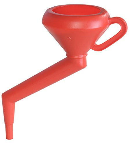 hünersdorff 956200 Winkeltrichter 175 mm mit Griff, Spritzschutz & Sieb, rot, HD-PE, made in Germany