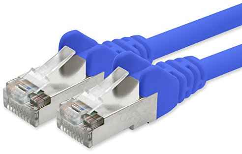 Network cable CAT 5e foil and braid shielded SFTP network patch cable with 2x RJ45 plugs 2m blue