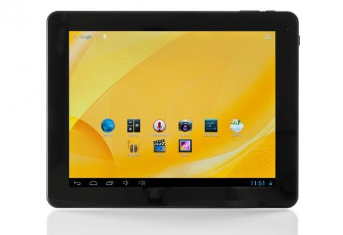 Xoro PAD 9719QR 24,6 cm (9,7 Zoll) Retina Display Tablet-PC (ARM Cortex A9 Quad Core, 1,6GHz, 2GB RAM, 16GB HDD, WLAN, HDMI, BT, Android 4.2) inkl. Kunstleder-Schutztasche schwarz/silber