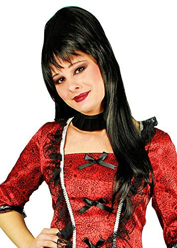 Damen Langhaar Perücke Lilith Schwarz Hexe Gothik Mittelalter Wahrsagerin Vampir