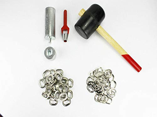 Oval Einschlagstempel Locheisen Hammer 22,5 x 13,5 mm + 50 Ösen Messing Nickel