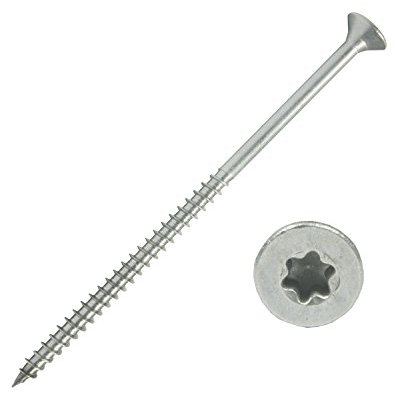100 Stück Edelstahl-Schrauben 5x100 mm Teilgewinde Torx - Spanplattenschrauben mit Senkkopf - Holzschrauben/Holzbauschrauben - Werkstoff A2 VA V2A - Edelstahlschrauben/Universalschrauben TX25