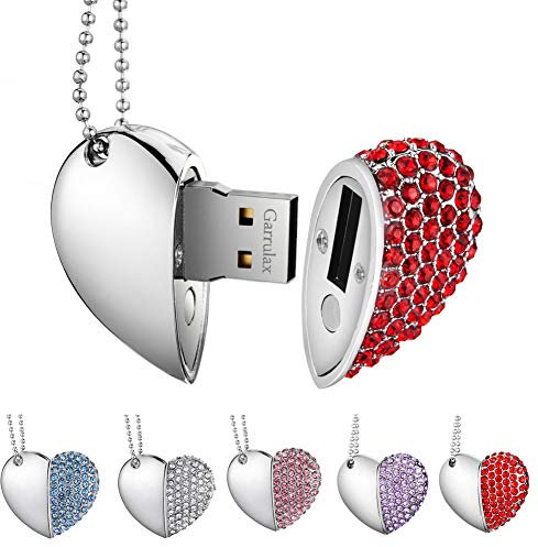 Garrulax USB Stick, Premium USB 2.0, Diamant Herzform 8GB / 16GB / 32GB USB-Flash-Laufwerk Wasserdicht Memory Stick Speicherstick High Speed Übertragung
