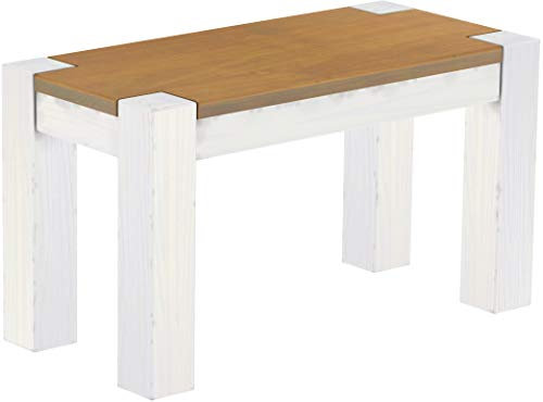 Sitzbank 80 cm Rio Kanto Eiche Natur weiss Pinie Massivholz Esszimmerbank Küchenbank Holzbank - Größe und Farbe wählbar Brasilmöbel