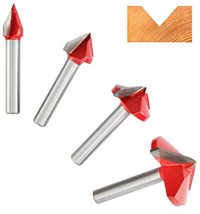 Corintian V-Nutfräser HM (HW) für Holz und Kunststoff - 6 mm Schaft - Nutenfräser/Schriftenfräser aus Hartmetall und Grundschneidend - 90° - Ø 32mm