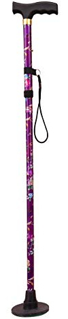 Acclaim Bowlers Gehstock, verstellbar, 83,8 - 94 cm, leichtgewichtig, zusammenklappbar, 4-teilig, florales Metall, grüner Schutz mit synthetischem grünem Filzboden (lila Blumenmuster)