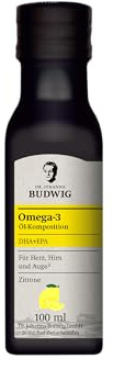 Dr. Budwig Premium Omega 3 DHA + EPA Öl Zitrone (100ml) | Bio Leinöl & Algenöl - hochdosiertes DHA & EPA - vegan - flüssig - laborgeprüft - Omega 3 für Kinder - Alternative Fischöl