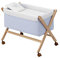 Cambrass Mini-Babybett mit gekreuzten Beinen und Rollen mit Bremsen, Babybett für die ersten Monate des Babys, leicht zu transportieren, Mini-Kinderbett aus Holz, 55 x 87 x 74 cm, Himmelblau/Natur