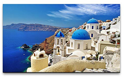 Bilder XXL Santorini Stadt Landschaft 120x70cm Wandbild auf Leinwand