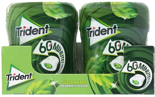 Trident Hierbabuena- Chicles sin Azúcar con Sabor a Hierbabuena- 6 Botes de 72 g
