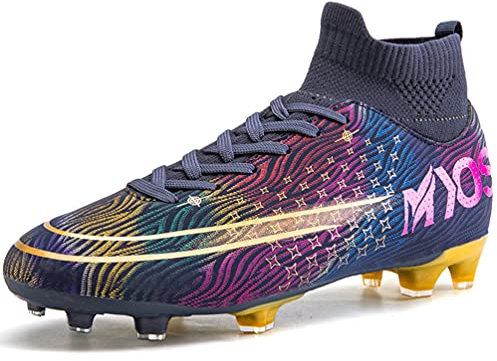 LucaSng Zapatos de Fútbol Hombre Spike Aire Libre Profesionales Atletismo Training Botas de Fútbol Ligero Tacos Fútbol Zapatos de Deporte Unisex niños (Rosa Negro, 39)