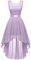 Berylove Vintage Robe de Cocktail Pin Up High Low en Dentelle Mousseline pour Mariage Soirée Bal Jupe Asymétrique sans Manche avec Ceinture 35 Lavender XS