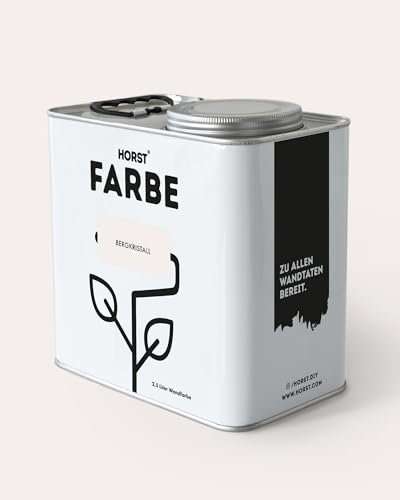HORST Wandfarbe Bergkristall 5L - Hochwertige Innen-Farbe - Hohe Deckkraft & Schnelltrocknend - Geruchsneutral - Spritz- & Tropffrei - 100% Natürlich - Weiß