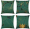 Geliking Sofa Cushion Covers 45cm x 45cm Linen Forest Green Cushion Covers Throw Pillow Case Dark Green and Gold Leaf Cushion Covers Replacement for Home Decor, 18x18 Inches, Set of 4