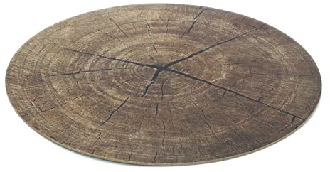 Carousel Home 38cm Tree Trunk Print Round Placemat | Tree Slice Style Place Mat Kitchen Dining Mat | Brown Single Corked Backed Place Mat Dining Table Protection Mat