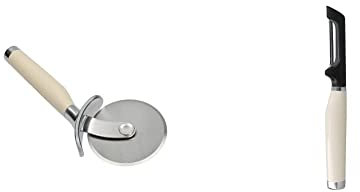 KitchenAid Stainless Steel Pizza Cutter - Almond Cream & Stainless Steel Euro Peeler - Almond Cream